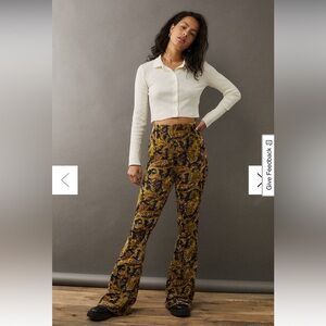 Urban Outfitters Paisley Flare Velvet Pants - Black and Gold